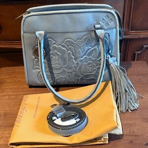 Patricia Nash Gray Embossed Shoulder Bag